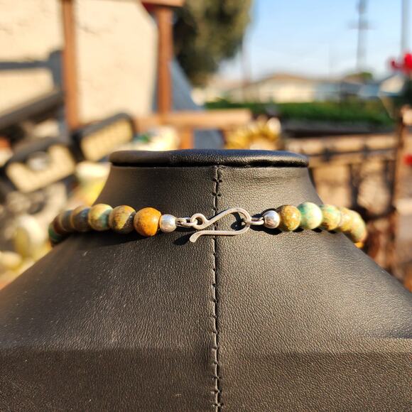 Jay King DTR Mongolian Turquoise Necklace Desert Rose Trading 3 Strand Bead Bib - Picture 6 of 14